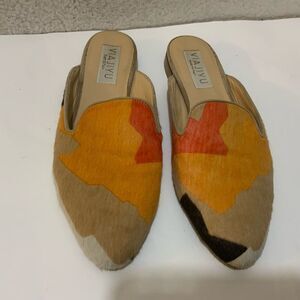 Viajiyu Italy Womens  clogs Flat calf hair multicolor Shoes Sz 37